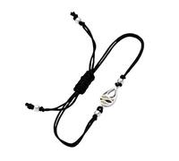 DUR Schmuck Cotton-Armband STRANDWELLEN DROP Lavasand, schwarz, Silber 925/- 17cm, verlängerbar (A1966)