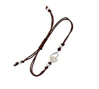 DUR Schmuck Cotton-Armband STRANDWELLEN DROP Strandsand dunkelbraun, Silber 925/- 17cm, verlängerbar (A1964)