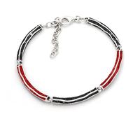 DUR-Schmuck Damen Armband Wellenspiel mit Lavasand & Koralle - rhodiniertes 925er Silber - handgefertigt - 16,5 cm + 4 cm Verlängerung - eleganter Schmuck, A1844