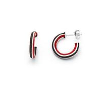 DUR-Schmuck Damen Creolen Wellenspiel mit Lavasand & Koralle - handgefertigt - rhodiniertes 925er Silber - maritimer Ohrschmuck - ca. 19 mm, O5581