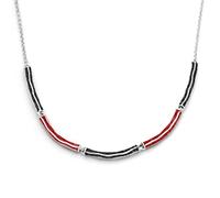 DUR-Schmuck Damen Kette Wellenspiel mit Lavasand & Koralle - rhodiniertes 925er Silber - handgefertigt - 42 cm + 3 cm Verlängerung - maritimer Halsschmuck, K2920