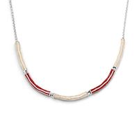 DUR-Schmuck Damen Kette Wellenspiel mit Strandsand & Koralle - rhodiniertes 925er Silber - handgefertigt - 42 cm + 3 cm Verlängerung - maritimer Schmuck, K2919