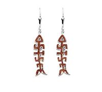 DUR-Schmuck Damen Ohrhänger „Fischgräte Ostsee“ mit Bernsteinsand - 925er Silber rhodiniert - handgefertigt - maritimes Design mit „Ostsee“-Gravur, O5472