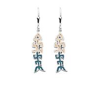 DUR-Schmuck Damen Ohrhänger „Fischgräte Ostsee“ mit Strandsand & blauem Steinsand - 925er Silber rhodiniert - maritimes Design - handgefertigt, O5471