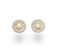DUR Schmuck Damen Ohrstecker Strandsand/Perle Silber 925/- rhodiniert (O4895)