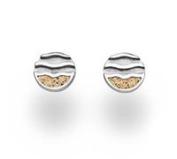 DUR Schmuck Damen Ohrstecker Strandwellen Strandsand, Silber 925/- rhodiniert (O5247)