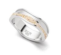 DUR Schmuck Ring Strandwellen Strandsand, Silber 925/- rhodiniert (R5733) RingSize 62 (19.7)