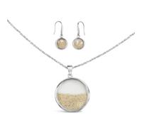 DUR Schmuck Kollektion „Sandsturm“, Ohrhänger, Anhänger und Kette als Set, 925 Sterling Silber mit Strandsand - anlaufsicher rhodiniert, P2936, O4835, K2248
