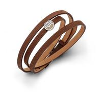 DUR Schmuck Lederarmband braun (58cm) mit Strandsandelement Strandwellen F163, Silber 925/- (A1597)