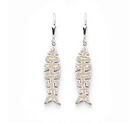 DUR Schmuck Ohrhänger Fischgräte NORDSEE Strandsand, Silber 925/- rhodiniert (O5474)