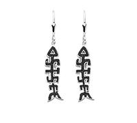 DUR Schmuck Ohrhänger Fischgräte OSTSEE Lavasand, Silber 925/- rhodiniert (O5470)