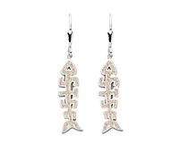 DUR Schmuck Ohrhänger Fischgräte OSTSEE Strandsand, Silber 925/- rhodiniert (O5469)