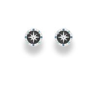 DUR Schmuck: Ohrring, Ohrstecker "Kompassrose 2.0" 10 mm, mit Zirkonia und Lavasand, O5451