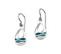 DUR Schmuck Ohrring STRANDWELLEN DROP Strandsand/blauer Steinsand, Silber 925/- rhodiniert (O5731)