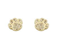 DUR Schmuck Ohrstecker HUNDE PFOTE Strandsand, Silber 925/- vergoldet (O5416)