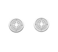 Dur Schmuck Ohrstecker KOMPASS Silber 925/- hell rhodiniert (O5389)