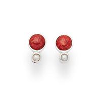 DUR Schmuck Ohrstecker Koralle mit Perle, rund 925er Silber (O4977)