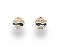 DUR Schmuck Ohrstecker Strandwellen Sand, Lavasand, Silber 925/- rhod. (O5233)