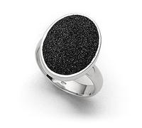 DUR Schmuck: Ring „Lavasand Oval“ - 925er Silber & Lavasand - Verstellbare Ringschiene - 20 x 15 mm, Größe: M, R5706.M