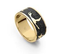 DUR Schmuck: Ring, Nachtring "Sylt", mit Lavasand, 925er Sterlingsilber, gelbgold vergoldet, R4881 RingSize 68 (21.6)