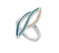 DUR Schmuck Ring OCEAN STREAM 2 Strandsand/blauer Steinsand, Silber 925/- rhod. (R5856) (56 (17.8))