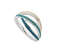 DUR Schmuck Ring OCEAN STREAM Strandsand/blauer Steinsand, Silber 925/- rhodiniert (R5855) (58 (18,4 mm Ø))
