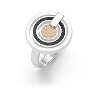 DUR Schmuck: Ring „Schwarzer Pirat groß“ (M) - Silberring mit Strandsand & Lavasand, verstellbare Ringschiene, 20 mm, Größe: M, R5709.M