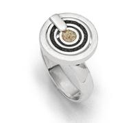 DUR Schmuck: Ring „Schwarzer Pirat klein“ - Silberring mit Strandsand & Lavasand, verstellbare Ringschiene, 15 mm, R5660.G