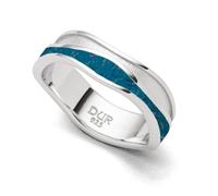 DUR Schmuck Ring Strandwellen blauer Steinsand, Silber 925/- rhodiniert R5735 Gr. 52
