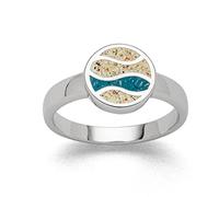 DUR Schmuck Ring Strandwellen blauer Steinsand/Strandsand, Silber 925/- rhodiniert (R5670) Größe 52 (16.6)