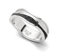 DUR Schmuck Ring Strandwellen Lavasand, Silber 925/- rhodiniert (R5734) RingSize 62 (19.7)