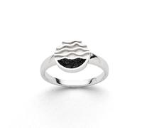 DUR-Schmuck Ring „Strandwellen“ mit echtem Lavasand - rhodiniertes 925er Sterlingsilber - maritimes Design - Breite ca. 11 mm, Gr. 52, R5979.52