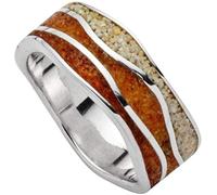 DUR Schmuck: Ring, Strandwellen, mit Strandsand und Bernstein, R5407 RingSize 64 (20.4)