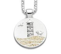 DUR Schmuck Unisex Anhänger Pilsumer Leuchtturm Strandsand, Silber 925/- rhodiniert (P3956)