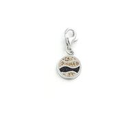 DUR Strandwellen Charm aus 925 Sterling Silber mit Strand- und Lavasand veredelt, Beige Schwarz, 10mm, F254