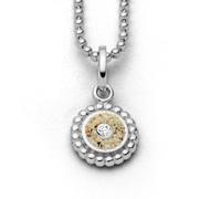 DUR Strandzauber Halskette für Damen aus 925 Sterling Silber mit Zirkonia, Farbe: Silber und Sandfarben, Länge: 42+3 cm, K2923