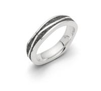 DUR Welle Ring aus 925 Sterling Silber mit Lavasand veredelt, Größe: 58, R5107.58