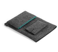 Durable Filzhülle MultiBag 16,4" Schutzhülle für Laptops, 60% recyceltes PET-Filz, mit Zubehör- und Handytasche, anthrazit mit Reißverschluss in Petrol, 507132