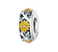 Durchbrochene Gänseblümchen Perle Charme, 925 Sterling Silber Charme Armband Zubehör, kompatibel mit Pandora Armband Halskette