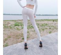 Durchsichtige Damen-Leggings, hohe Taille, durchsichtig, ultradünn, dehnbar, Netzstrumpfhose, seidig, transparent, Skinny Hose, atmungsaktiv, Nylon, Modekleidung (L Weiß)
