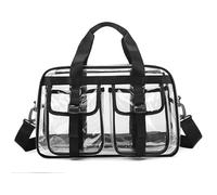 Durchsichtiger PVC-Turnbeutel mit geräumigem Innenraum für Sportzubehör, schnelle Flughafensicherheit, praktischer Schultergurt, praktische Aufbewahrung für Fitnessstudio und Reisen, Schwarz , Mass