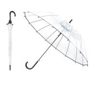 Durchsichtiger Regenschirm Transparent, Automatisch öffnender Groß transparenter Regenschirm mit großer Schirmkuppel, Wind- & Wasserdichter Stockschirm für Reisen oder Hochzeiten(Schwarz-16 Rippen)