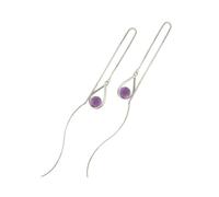 Durchzieher Ohrring Ohrhänger 140x10mm Venezianerkette mit ca. 6mm-Amethyst-Kugel Silber 925