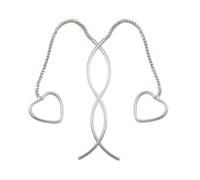 Durchzieher Ohrring Ohrhänger 82x10mm Venezianerkette mit Herz Silber 925