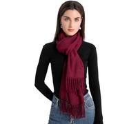 Durio Schal Damen Herbst Winter Lange Winterschal für Damen und Herren Warmer Damenschal mit Fransen Rot