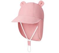 Durio Unisex Schirmmütze Kinder mit Nackenschutz Baby Sonnenhut UV SPF50+ mit Ohrentraum-Design Kleinkind Sommermütze für Mädchen Jungen Rosa 6 Monate-12 Monate