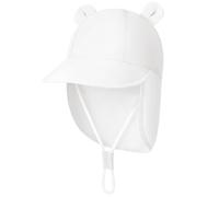 Durio Unisex Schirmmütze Kinder mit Nackenschutz Baby Sonnenhut UV SPF50+ mit Ohrentraum-Design Kleinkind Sommermütze für Mädchen Jungen Weiß 6 Monate-12 Monate