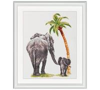 Dutch Stitch Brothers - Gezählter Kreuzstich Kit - DSB005A - Safari Elefant - Aida weiß - 38 x 25 cm - Stick-Kit für Erwachsene