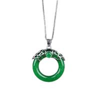 DUUDAH Natürliche Jade-Anhänger-Halskette, die glückliches Amulett schnitzt, echter grüner Jade-Anhänger mit 925er Sterlingsilber-Anhänger-Halskette, Kette aus Sterlingsilber, Schmuck, Jade-Halskette