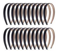 Duufin 22 Stück Haarreifen Satin 2cm Stirnbänder Bunt Haarreifen Stirnbänder Harte für Damen und Mädchen, Schwarz